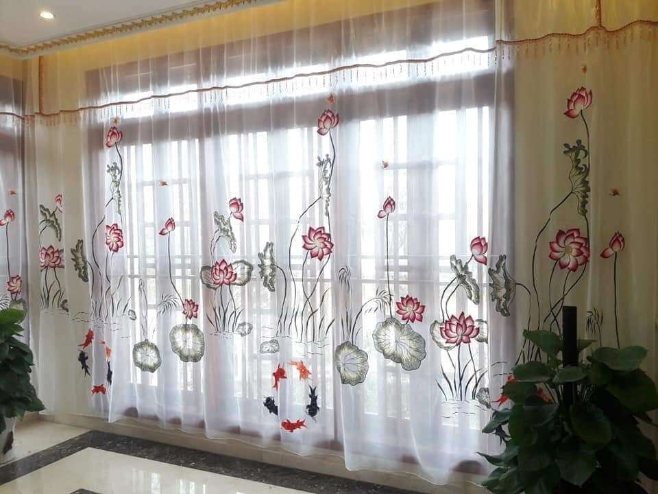 Địa chỉ mua rèm vải voan thêu tay uy tín chất lượng tại xã Hòa Thạch huyện Quốc Oai